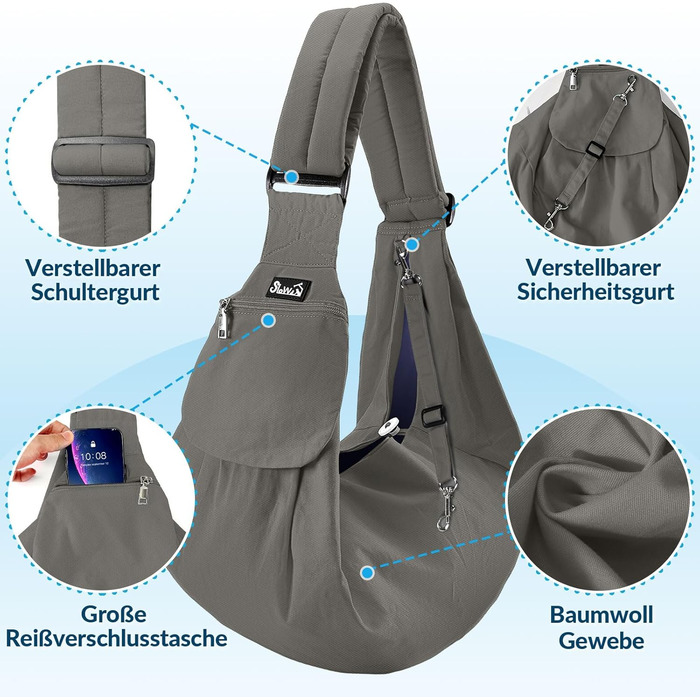 Сумка-переноска для собак SlowTon, сіра, S (для тварин 1,3-3,6 кг)