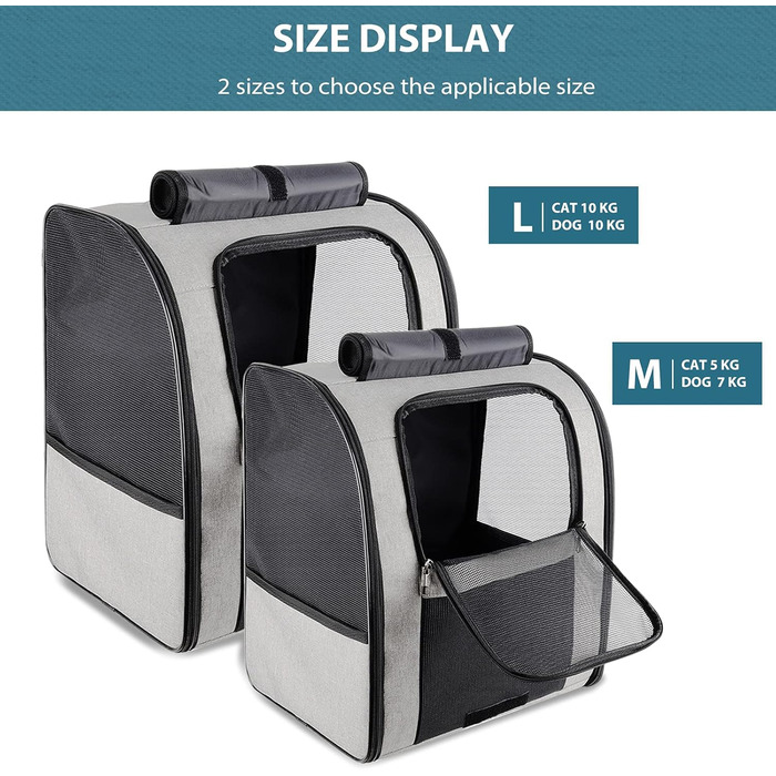 Рюкзак для собак та котів PETCUTE: зручний та дихаючий, сірий колір