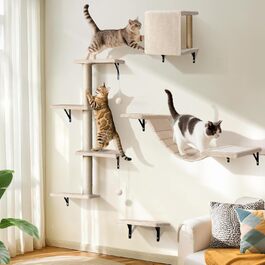 Кімната для кота на стіні Eukue: комплекс з 10 елементів з когтеточками, будиночком та мостом (до 10 кг)