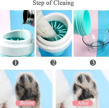 Очисник лап для собак та котів: мийка лап з м'якою силіконовою щіткою, рожевого кольору