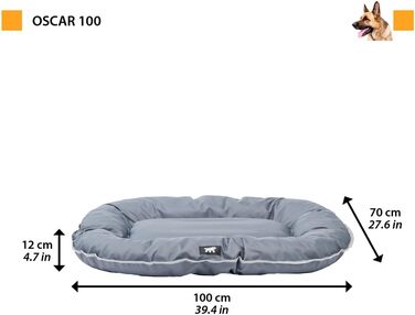 Ортопедичне собаче ліжко Ferplast для великих собак. Знімна наволочка, водонепроникна, 110 x 70 x 8 см, сірого кольору.