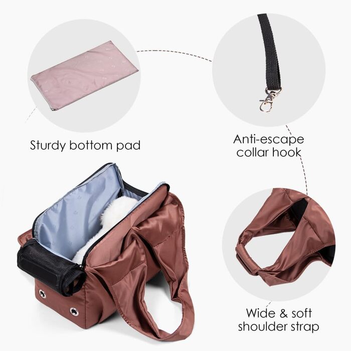 Транспортувальна сумка для собак та котів, м'яка сумка-переноска для цуценят та малих собак, складана легка переноска з 4 великими кишенями для тварин до 7 кг, для подорожей та прогулянок, колір карамель