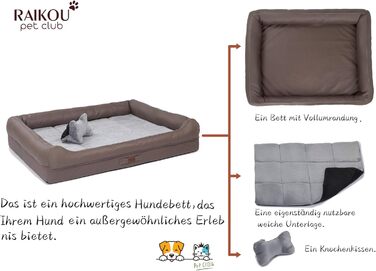 Лягушковий лежак для собак Raikou з знімним подушкою, м'який та пральний – місце для сну, подушка для собак, собаче ліжко, килимок для собак – високоякісне лежак для вашого вірного друга. (80 * 60 * 7 см), Колір: Коричневий