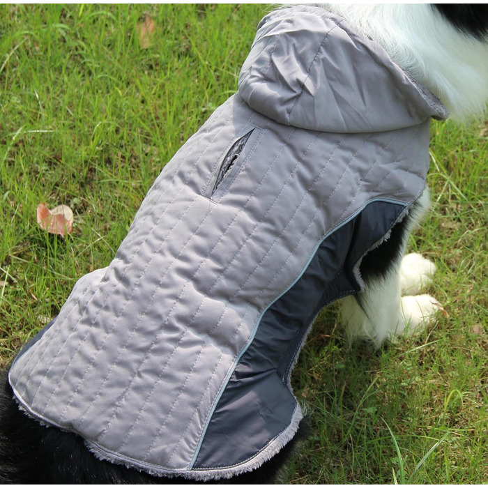 Теплий флісовий худі для собак маленьких та середніх порід. Зручна куртка для цуценят на холодну зиму. Сірий колір, розмір M (1 шт.)