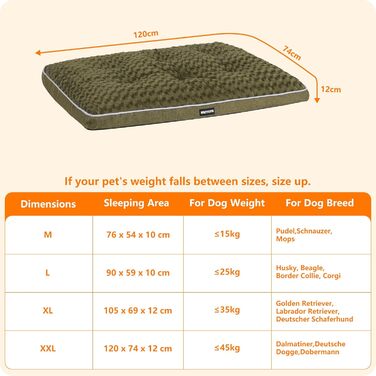 Ортопедичний лежак для собак, двоярусний килимок для собак, зручний лежак для собак, знімний кошик для собак, 90 см для маленьких та середніх собак (120 x 74 x 12 см, оливковий)