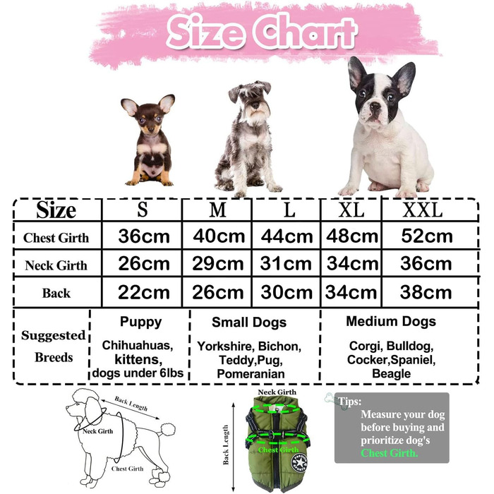 Тепла куртка для собак BT Bear, водонепроникна, для дрібних собак та цуценят (Помаранчевий, S)