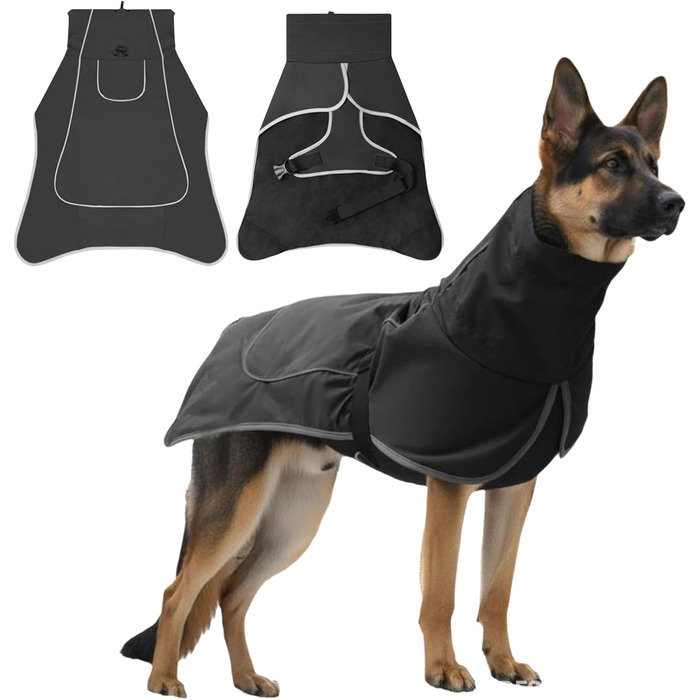 Водонепроникний дощовик для собак, регульована куртка для великих та середніх собак, дощовик з кліпсою, теплий водонепроникний костюм для Лабрадора, Хаскі (Чорний XXL)