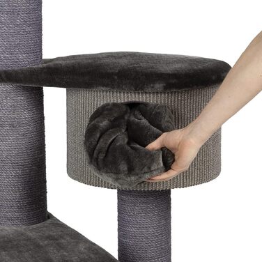 Котячий дряпак CanadianCat Coony 130 XXL, сірий, з товстою сизалевою стійкою 15 см – міцний килимок, кішковий комплекс для великих котів