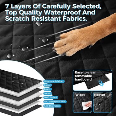 Водонепроникний захист для заднього сидіння авто: килимок для собак з жорсткою основою, захистом від подряпин та оглядовим вікном