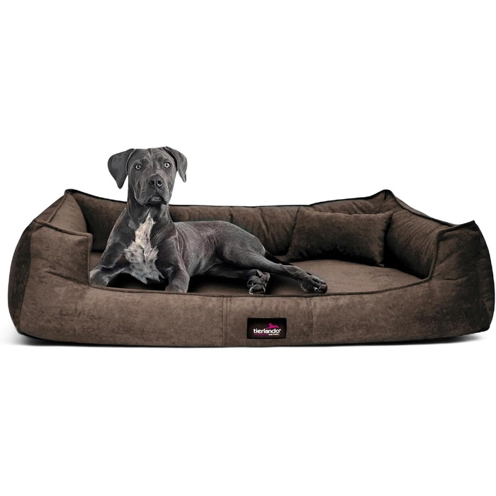Ортопедичне ліжко для собак Tierlando® Bruce з знімним та пральним велюровим покриттям, диван для собак середніх та великих порід, розмір: 130x100 см, колір: коричневий (01)
