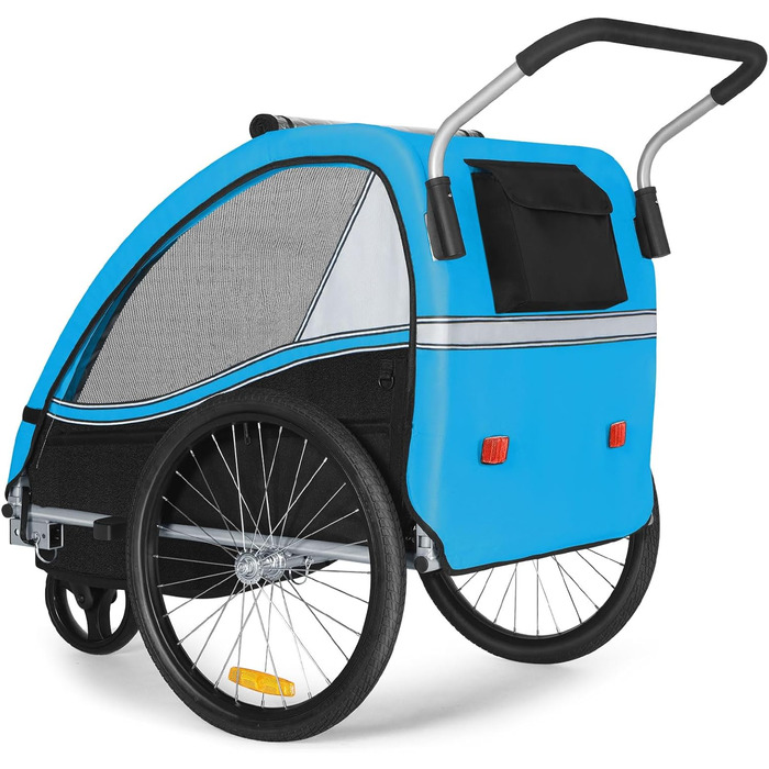Дитячий причіп Tiggo VS 2 в 1 для велосипеда з функцією коляски та бегуном, блакитний