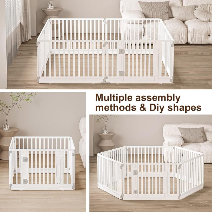 Клітка-вигул для цуценят Gupamiga, розкладна з дверцятами, для дому, на свята, біла (178x178 см), 8 шт.