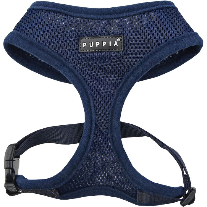 Нагрудник для собак Puppia для малих та середніх порід - супер м'який, багато кольорів, для цуценят, анти-тягнучий (L, Navy Blue)