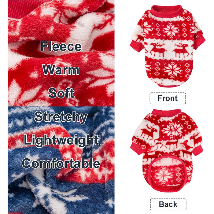 Пуловер для собак Kyaringtso, 2 шт., для маленьких собак, теплий зимовий пуховик для цуценят, для дівчаток та хлопчиків, червоний та синій (XXS)
