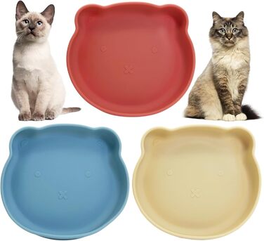 Набір мисок для котячого корму Apatal з присосками, 17,8 см, плоскі, Kitty Plate, комплект з 3 антиковзних мисок для тварин, зменшує подразнення вусів, втома, миска для цуценят для сухого та вологого корму