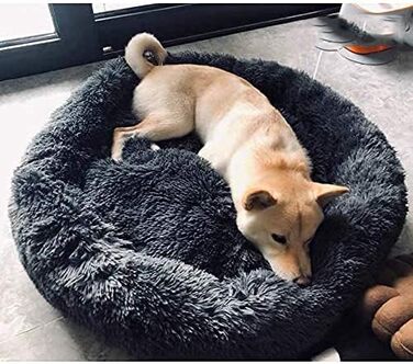 Крісло-ліжко для собак великих порід, ортопедичне, м'яке, зручне, Ø 120 см, темно-сіре, Haoye