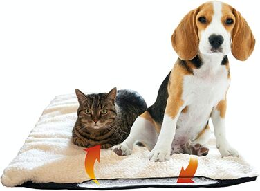 Тепла ковдра для собак Fellou 90 x 64 см - самонагрівальна, миється, без сторонніх звуків, підігрівальна ковдра для собак, килимок для собак (90 x 64 x 3 см, бежевий)