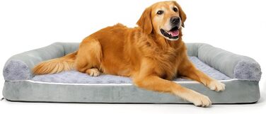 Ортопедичне ліжко для собак 90x65x18 см, м'яке ліжко-софа з бортиками, плюшевий рожевий принт, знімний та пральний чохол, неслизьке та водонепроникне, ліжко середнього розміру для собак середніх порід