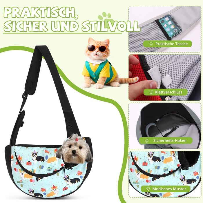 Сумка-переноска для собак та котів ALLSOPETS, блакитний Corgi, S, для подорожей та кемпінгу