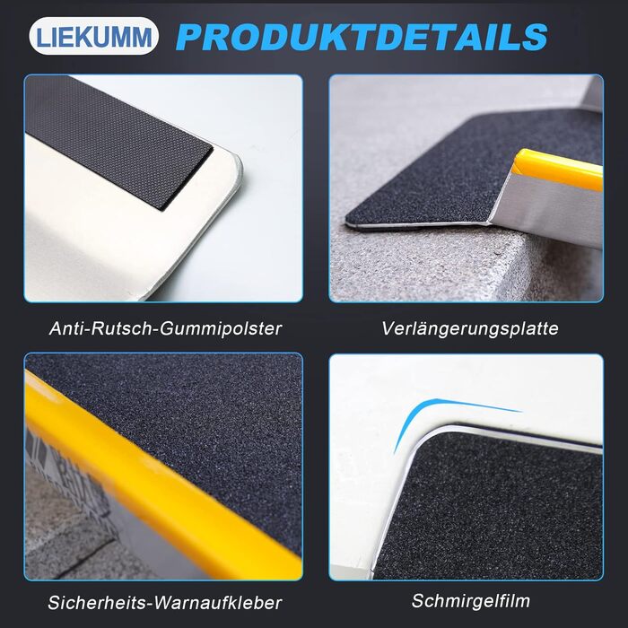 LIEKUMM Рампа для підйому мотоцикла, 180 см, 300 кг, алюміній, складна, для ATV, мотоцикла, велосипеда, авто