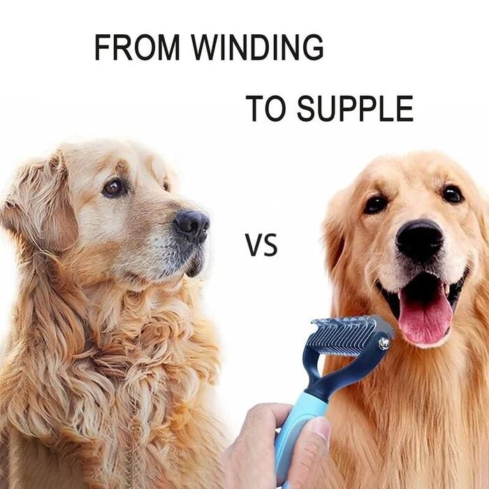 Камбі для вичісування шерсті собак та котів, щітка для видалення ковтунів (рожевий, M)