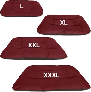 Кругле лежанка для собак BedDog® REX, велика, Бордо-сірий, 120x100x14 см, з можливістю перевертання, для дому та вулиці, SULTAN (червоний/коричневий)