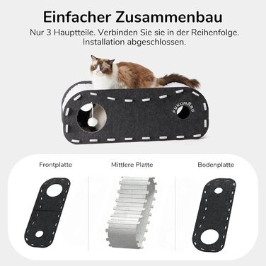 Кігтеточка-будиночок для котів FUKUMARU, чорна філцова кімната-лежанка для сну та ігор, 2-ярусна