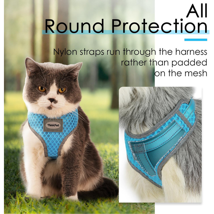 Шлейка для собак ThinkPet No-Pull, дихаюча, для малих, середніх та великих собак, регульована, м'яка, безпечна, з контролем, з підкладкою, світловідбиваюча