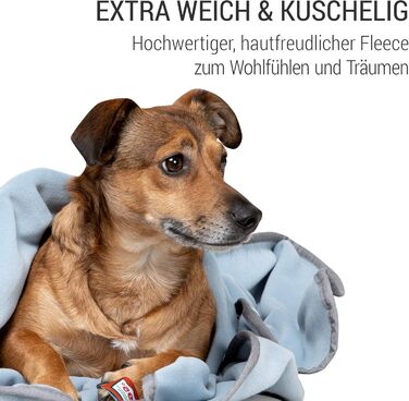 М'яка ковдра для собак Doctor Bark, 100x70 см, блакитна, миюча до 95°C, флісова, Made in Germany