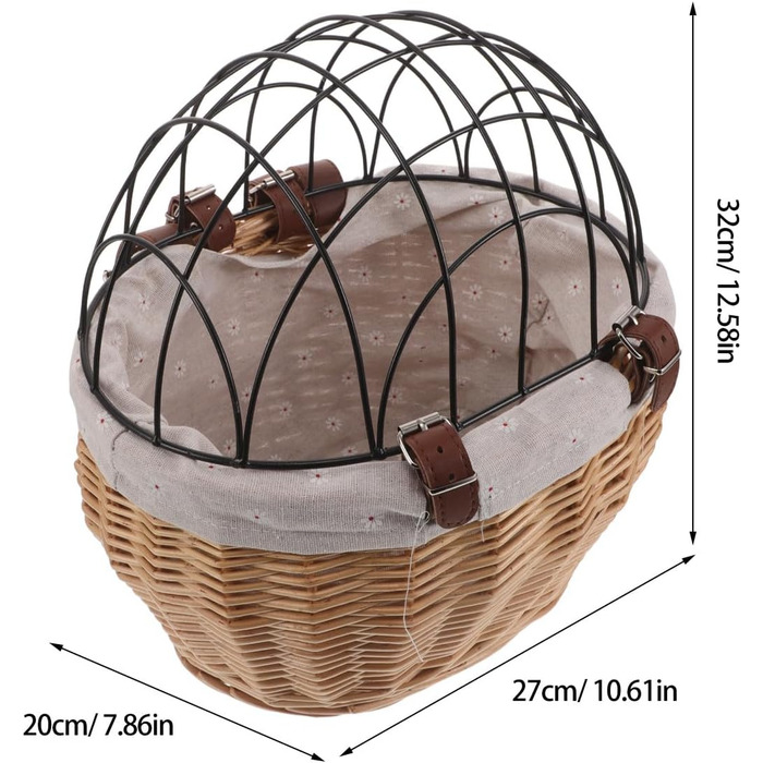 Mikinona Тримач для собак і котів на велосипед, ручної роботи з лози, з ременями, для переднього кріплення
