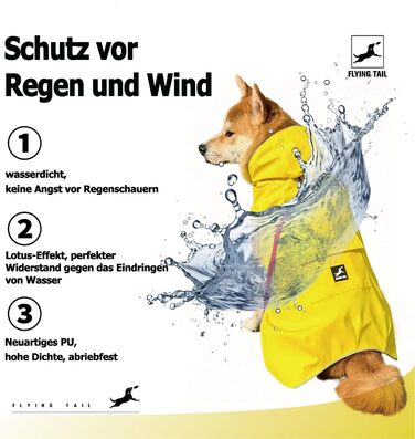 Жовтий дощовик для собак не стягується, м'який, з відбиваючими елементами, регульований, легко одягається, отвір для повідка, S-XXXXXL, XXL