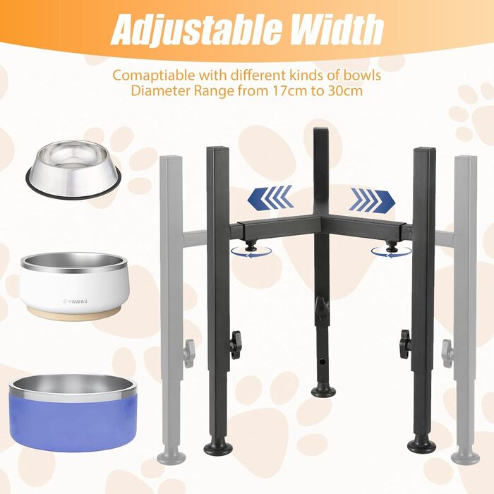 Підвищений годівниця для собак з регульованою висотою та шириною, металева миска для води/корму, підставка для собак великих, середніх та маленьких порід (миска не входить до комплекту)