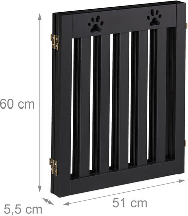 Захисне ворота для собак Relaxdays, розкладне, 60 x 153 см, чорний, MDF