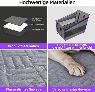 Автокрісло для собак великих порід до 25 кг – безпечний чохол на заднє сидіння, міцне автокрісло-бустер з подовжувачем для заднього сидіння та водовідштовхувальний килимок для собак (Сірий, S)