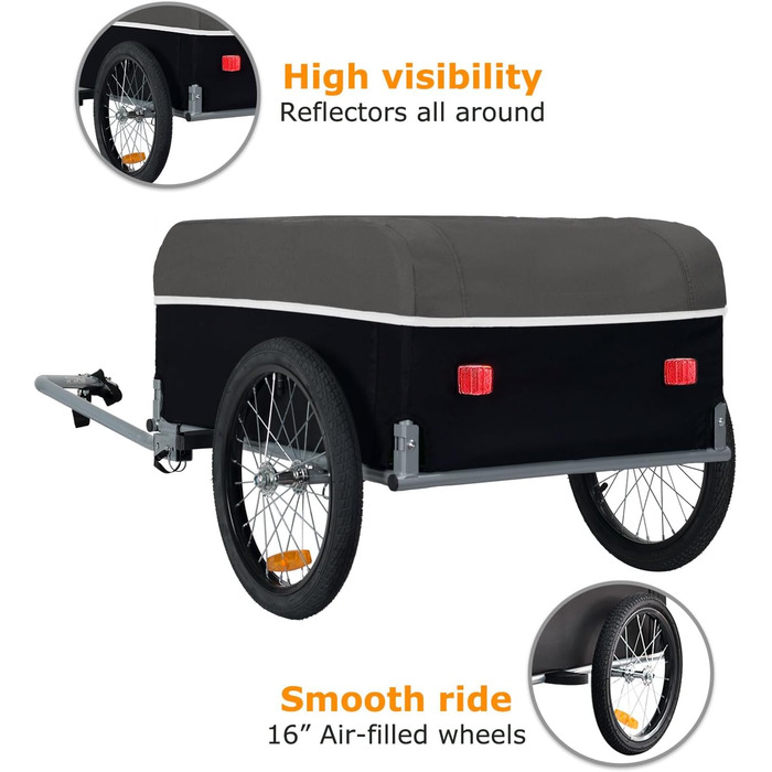 Tiggo Cargo II: вантажний велопричіп з об'ємом 130 літрів, складний, для перевезення вантажів, зелений (сірий)