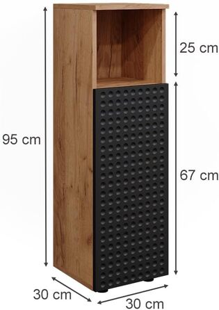 Пенал для ванної Vicco Irma 30x95 см, антрацит з крапками, меблі для ванної кімнати