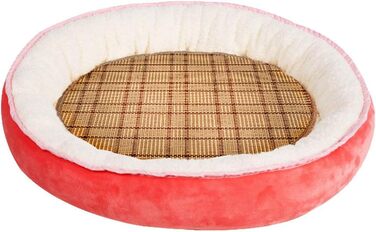 Кругле ліжко для собак та котів, м'яка плюшева подушка, червоний колір, 60х48 см