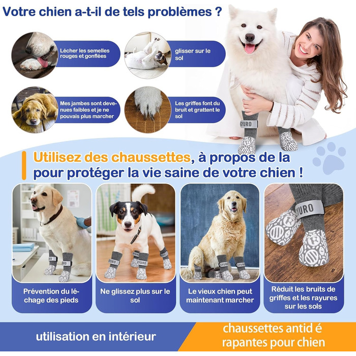 Шкарпетки для собак з антиковзаючою поверхнею для дому, сірі (S) - захист лап, запобігання слизькості