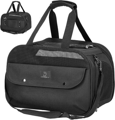 Транспортний бокс для котів та собак 4 PET - для кабіни літака/автомобіля, легкий, з безпечними пряжками та сіткою, чорний