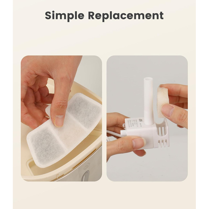 6 шт. Запасні фільтри для кавоварки/поїлки для котів на 3.5л з нержавіючої сталі, модель PW04