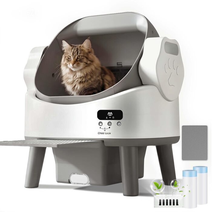 Автоматичний самоочисний лоток для котів JUMMICO, електричний туалет для великих котів до 10 кг з системою безпеки та контролем запаху, XXL