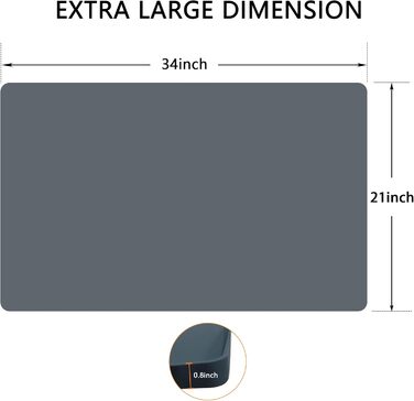 Силіконовий килимок для мисок тварин XL 88×55 см, водонепроникний, нековзний, для собак і котів, сірий