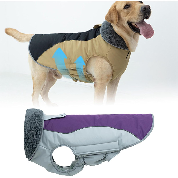 Водонепроникний зимовий одяг для собак - тепла куртка з флісовою підкладкою та захистом живота, для малих, середніх та великих собак (Lila, M)