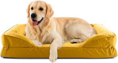 Ортопедичне собаче ліжко Lumaland для дому та вулиці | 70x60 см | для маленьких собак | водовідштовхувальне, з неслизьким дном, миється | жовтий колір