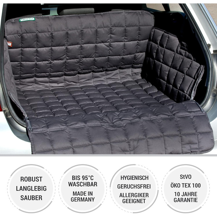 Захист для багажника автомобіля Doctor Bark для собак з захистом краю вантажного люка, миючий та без запаху, комфортний захист з усіх боків для SUV, універсалів та мінівенів (Розмір S/M - 80x100 см/Сірий)