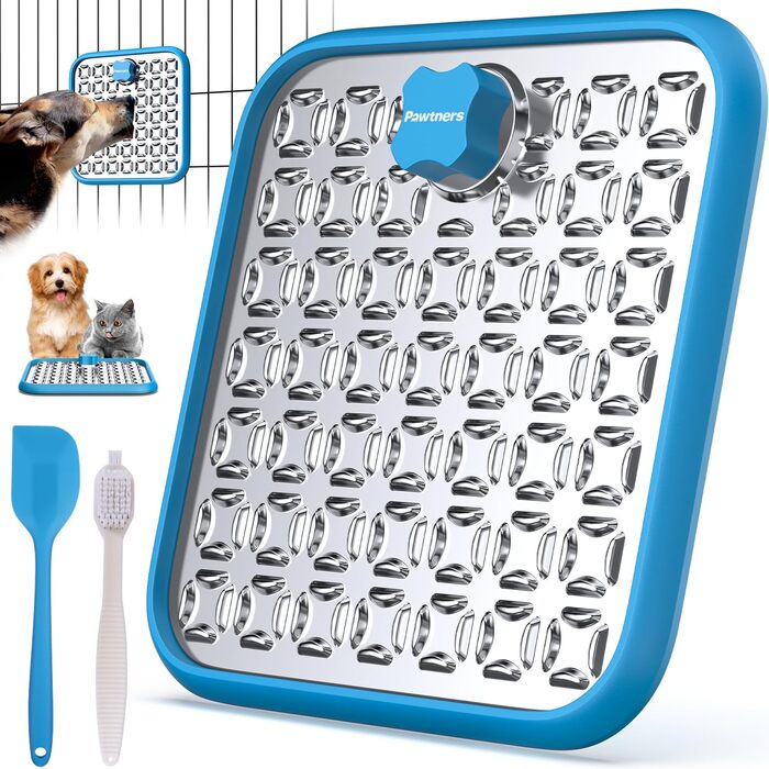 Лежак-іграшка для собак великих порід з годівницею, блакитний. Зменшує нудьгу та тривогу, сповільнює годування. З лопаткою та щіткою.