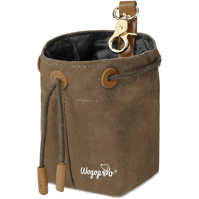 Сумка для корму для собак, канвас, з кліпсою та шнуром, для тренувань (колір: коричневий)