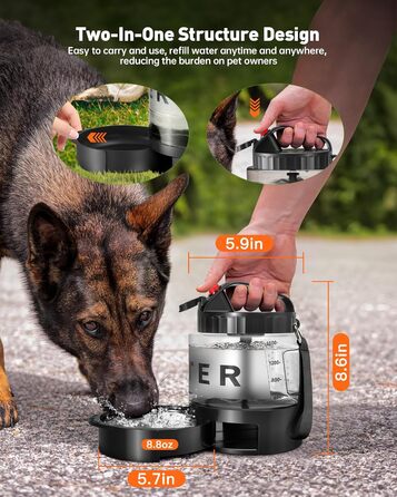Портативна пляшка для води для собак PETNF, миска для води, не протікає, для великих собак, для подорожей, кемпінгу, прогулянок, пляжу, полювання
