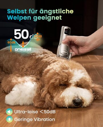 Машинка для стрижки собак з довгим та густим хутром Oneisall Profi Leise: професійна модель з нержавіючою сталею, для собак, котів та коней, час роботи до 4 годин