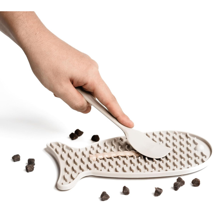 Набір Schleckmatten для котів Minty&Marla® | Льо́лкі-маті для котів | Повільний годівник для котів | Силіконова льолкі-маті для котів | Набір бежевого кольору